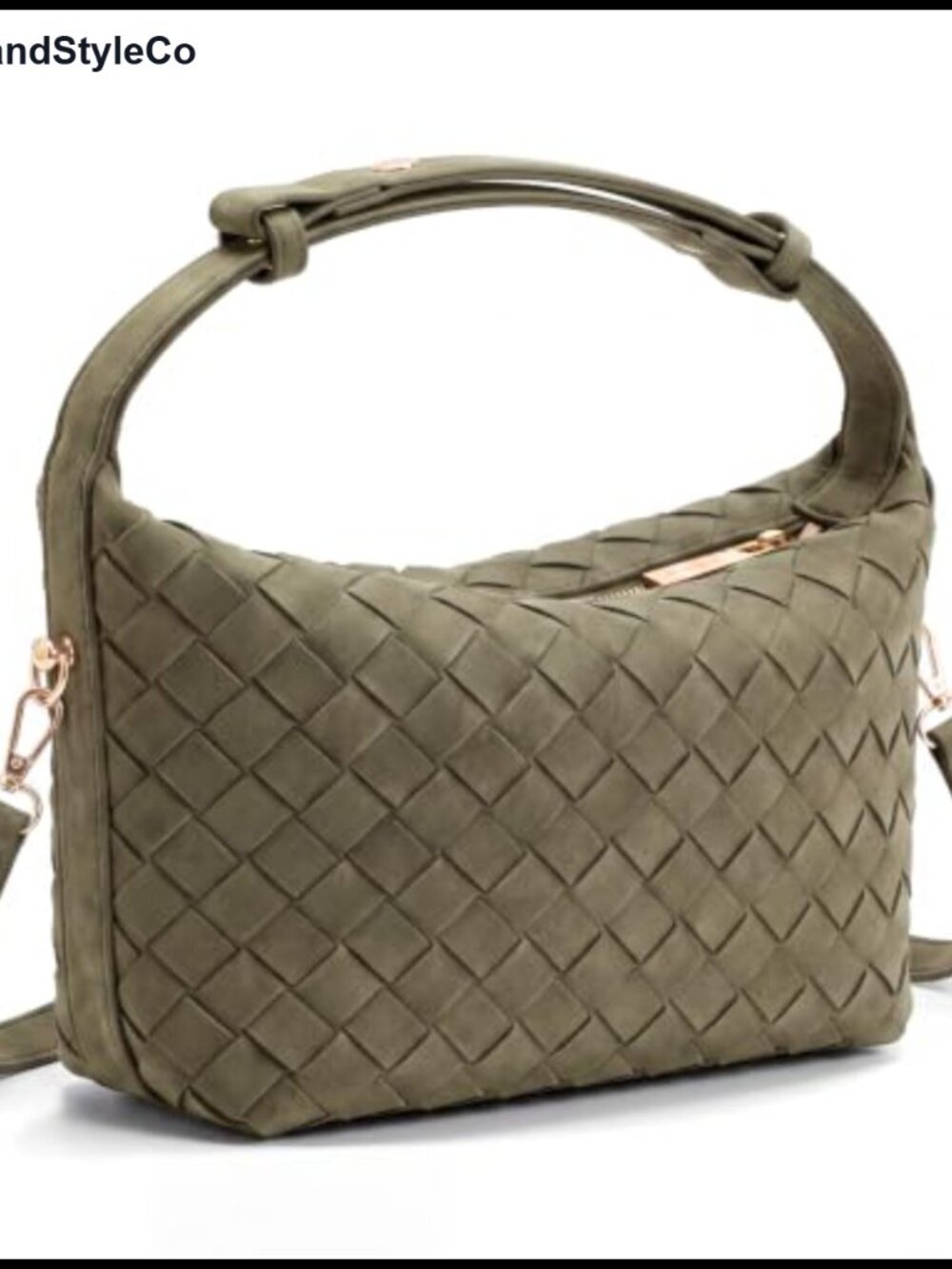 Woven Faux Suede Shoulder Bag Hobo Handbag Purse